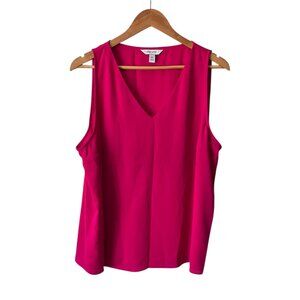 Nine West Fuchsia Hot Pink Sleeveless V-Neck Shell Blouse, New with Tags
